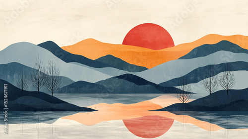 Tranquil Sunset Over a Mountain Lake