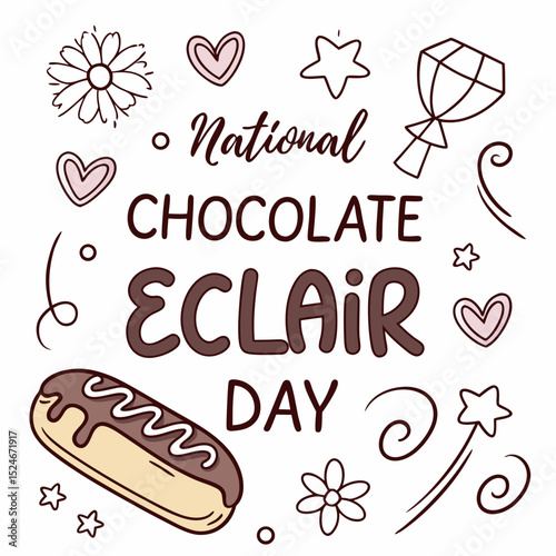 NATIONAL CHOCOLATE ECLAIR DAY vector illustration