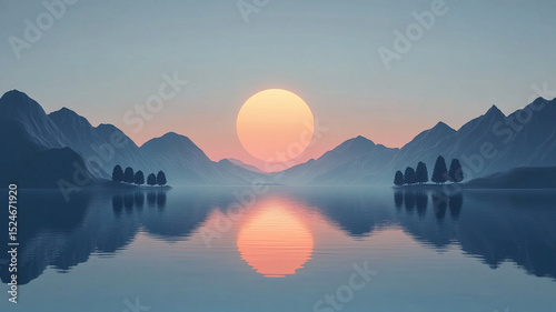 Tranquil Sunset Over a Mountain Lake