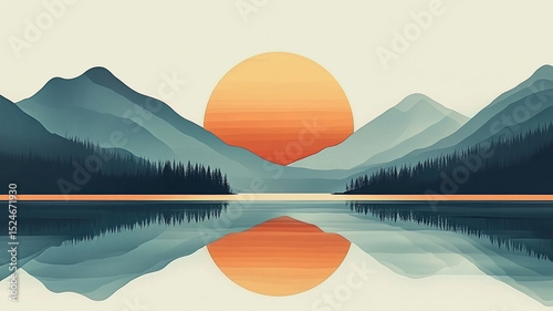 Tranquil Sunset Over a Mountain Lake