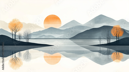 Tranquil Sunset Over a Mountain Lake