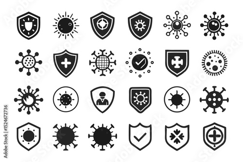 Conceptual illustration of immune system protection against bacteria and viruses isolated on transparent background