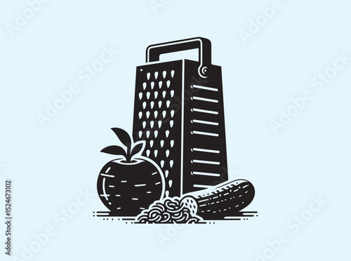Kitchen Grater with Fruits, Vegetables and Shavings