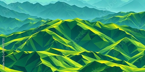 Geometric green mountain ridge landscape, seamless vector pattern for backgrounds, geometric,  print