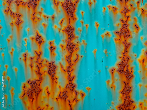 Peeling paint rusting metal rough texture.