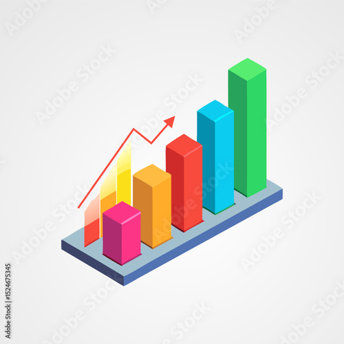 Isometric 3D Bar Graph with Upward Trend Free Download Isometric 3D Bar Graph with Upward Trend - GFXLoad