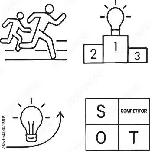 Set of Competitive Advantage Management icon