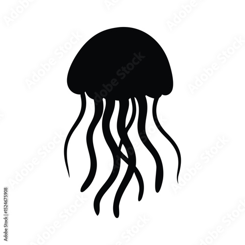 Jelly Fish Vector Silhouette Vector Design White Background.