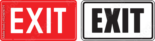 exit, sign, signage, emergency, evacuation, route, guidance, direction, building, safety, escape, illustration, vector, graphic, symbol, alert, warning, door, way out, red, black, white, rectangle, te