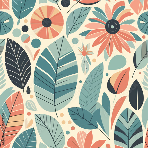 Retro Tropical Garden Seamless Pattern