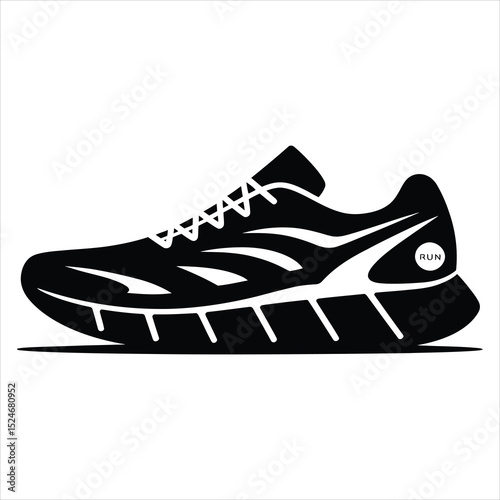 Black running shoe icon for fitness and sport