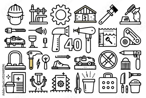Carpentry wood sawmill icons set isolated on transparent background