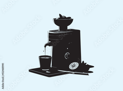 Black Juicer Silhouette on Kitchen Counter