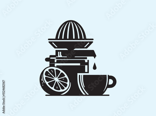 Solid Black Silhouette of Juicer on Tabletop