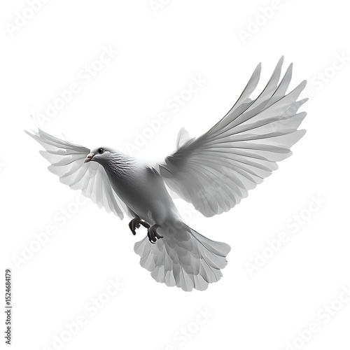 White dove in flight isolated on transparent background