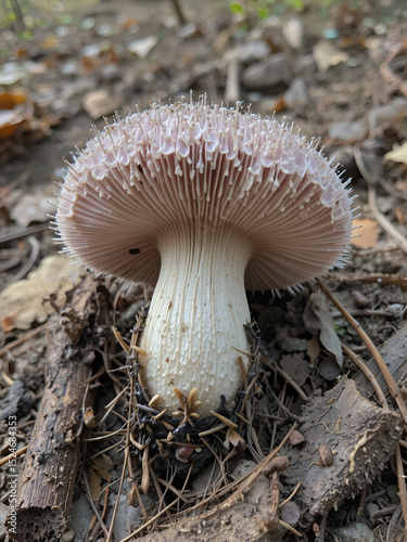 Edible wild mushroom, Calvatia cyathiformis, or purple-spored puffball