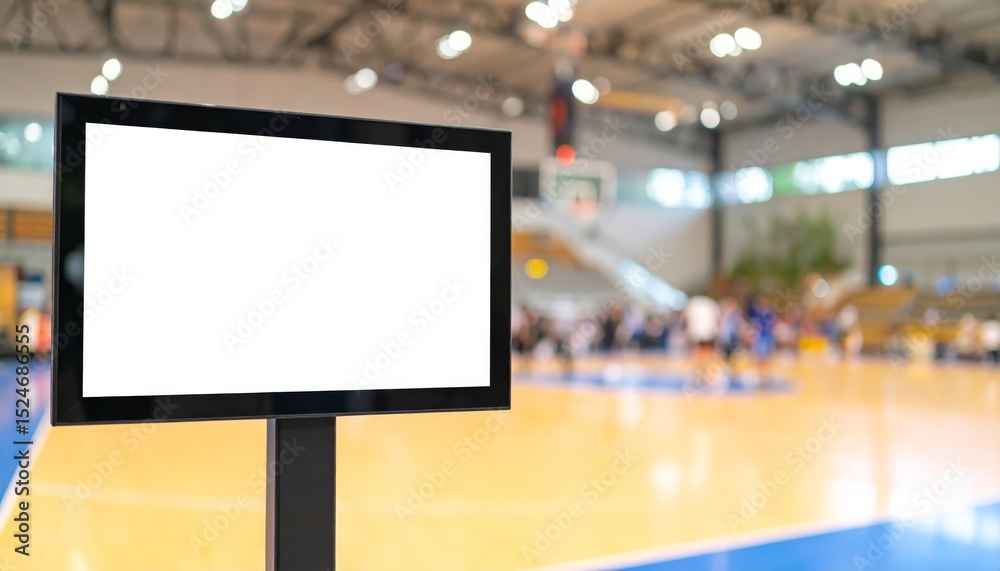 Fototapeta premium Large digital screen display courtside, enhancing basketball game experience with realtime information