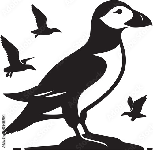Vector Bird Logo Design, Black and White Silhouette
