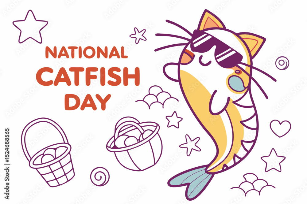 Obraz premium NATIONAL CATFISH DAY DAY vector illustration