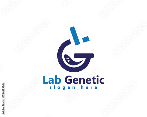 creative laboratory logo, microscope with initials l and g logo design template