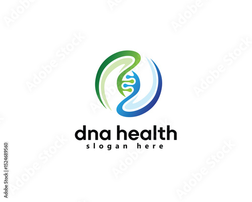 creative dna health and genetical logo, circular dna icon, logo design template