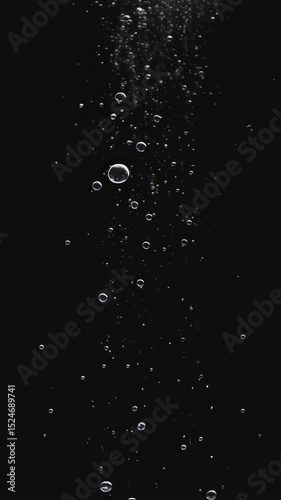 Abstract Air Bubbles Rising in Black Water - Minimalist Background