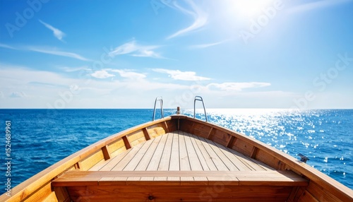 Serene wooden boat, embracing timeless craftsmanship and maritime heritage on tranquil waters