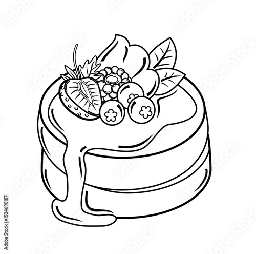 Soufle cake with fruit topping