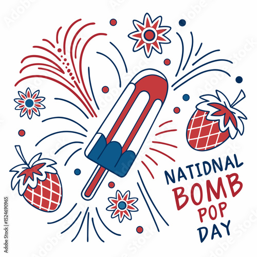 NATIONAL BOMB POP DAY vector illustration