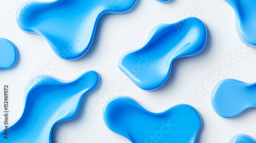 A striking abstract pattern with fluid blue shapes melting into a smooth white background, creating an almost liquid effect that adds depth and sophistication to the composition,
