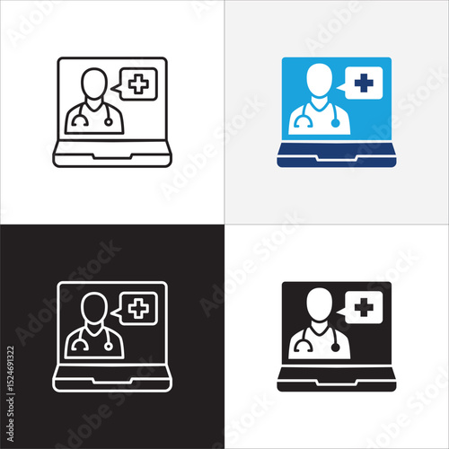 Doctor icon. Healthcare contact symbol. Doctor consultation digital apps icon. Icon symbol compatible for health service, hospital, clinic and medical. Vector illustration.