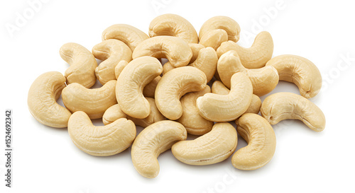 heap of cashew nuts isolated on white background 