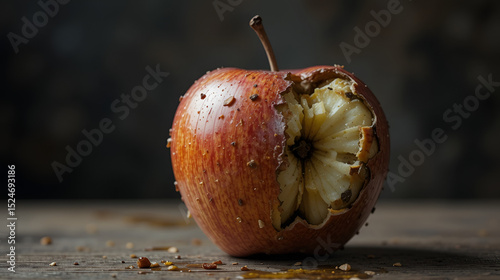 A healthy apple reflects on its decayed backside Psychological concept deception