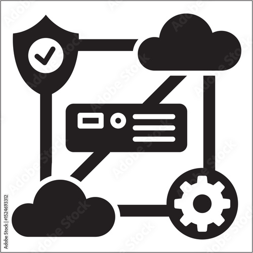 Secure data storage icon. Data security server icon. Icon symbol compatible for firewall, network administrator, security, system. Vector illustration.