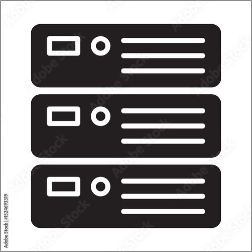 Data center icon. Business data server icon. Icon symbol compatible for hard disk, online storage, online computing. Vector illustration.