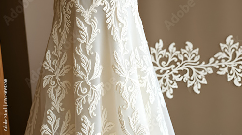 Guipure lace in white, cloth embroidery for wedding dresses, texture