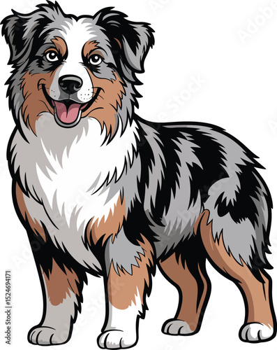Cute Australian Shepherd Dog Vector
