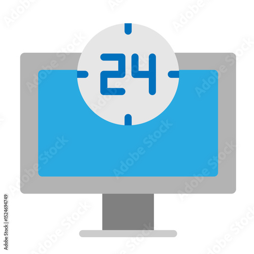 Around The Clock Monitoring Vector Flat Icon Design