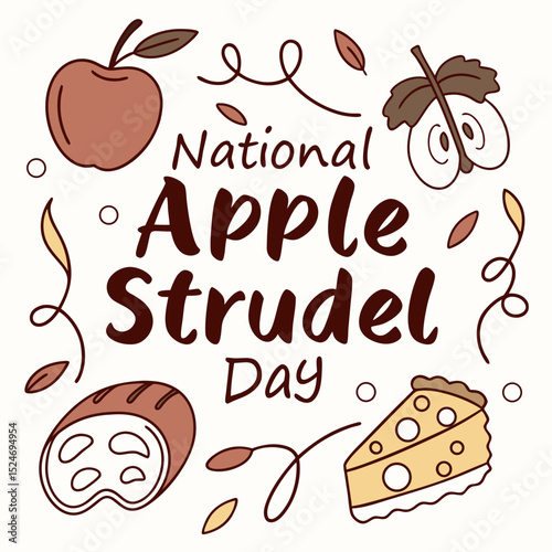 NATIONAL APPLE STRUDEL DAY vector illustration