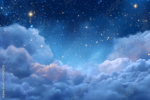 Glowing Stars Forming Border on Gradient Sky