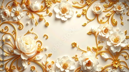 ornate white and gold floral pattern
