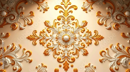 ornate white and gold floral pattern