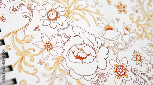 ornate white and gold floral pattern