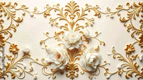 ornate white and gold floral pattern