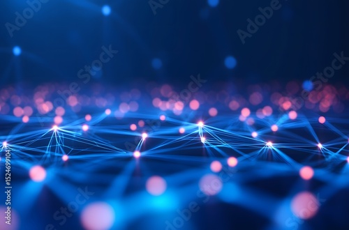 Abstract Network Connections with Glowing Nodes and Links