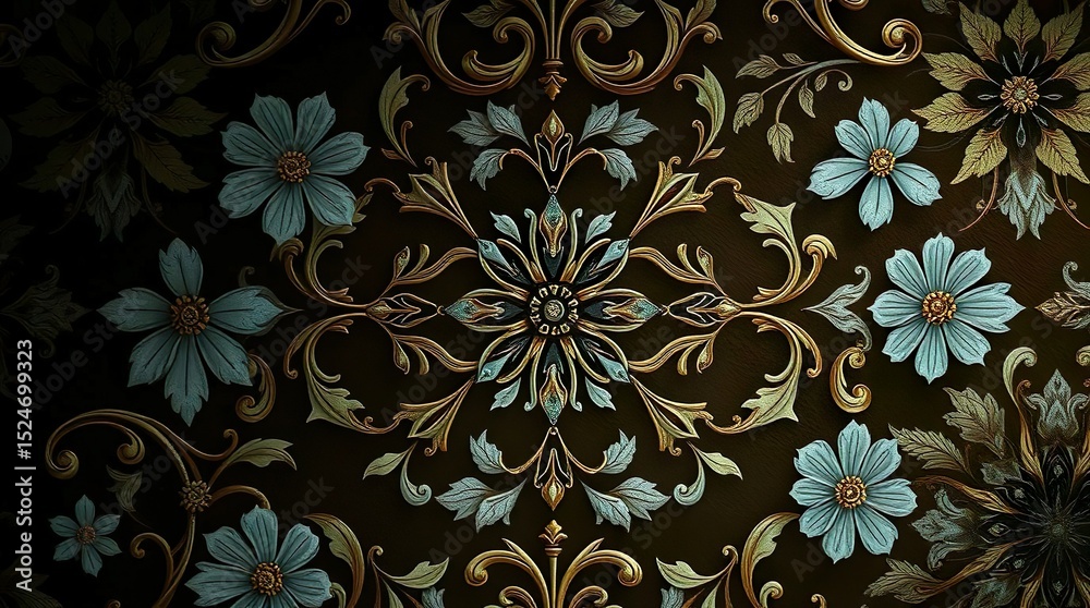 Fototapeta premium ornate white and gold floral pattern