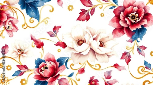 ornate white and gold floral pattern