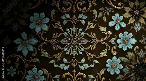 ornate white and gold floral pattern