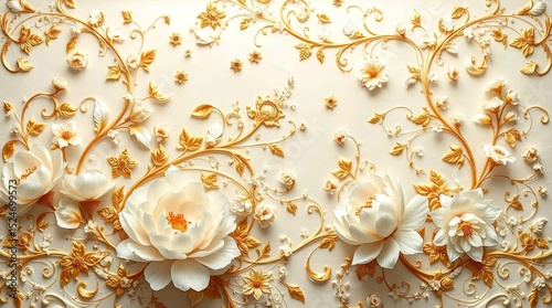 ornate white and gold floral pattern