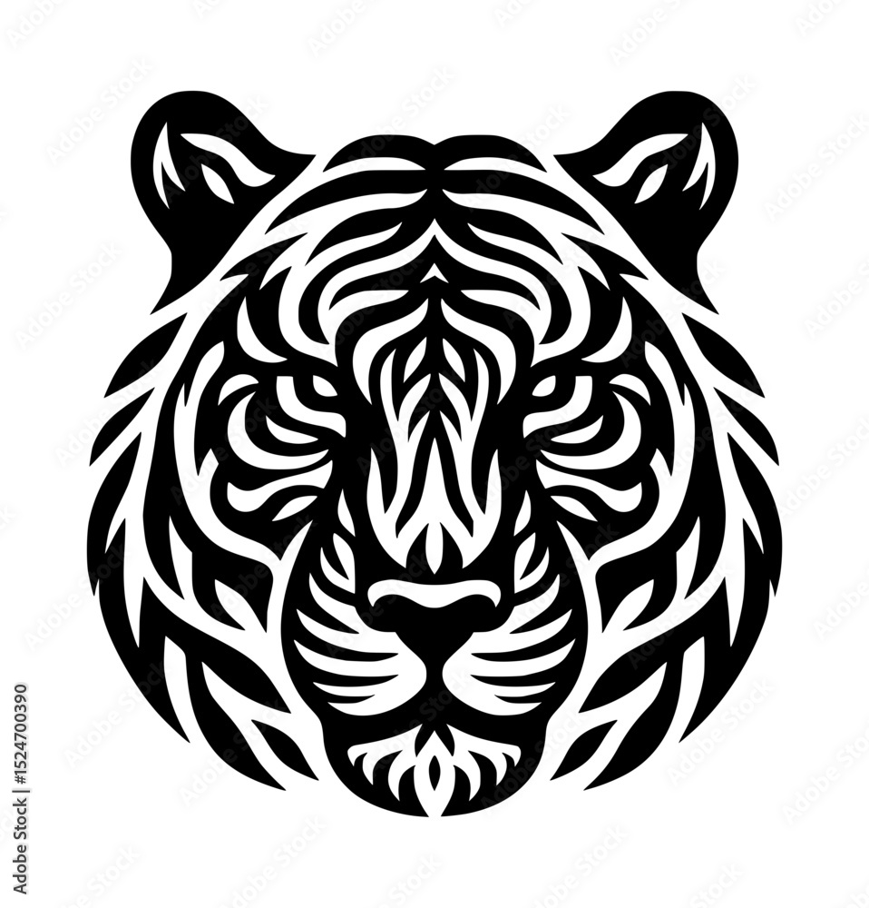 Fototapeta premium Ornate tribal style tiger head design